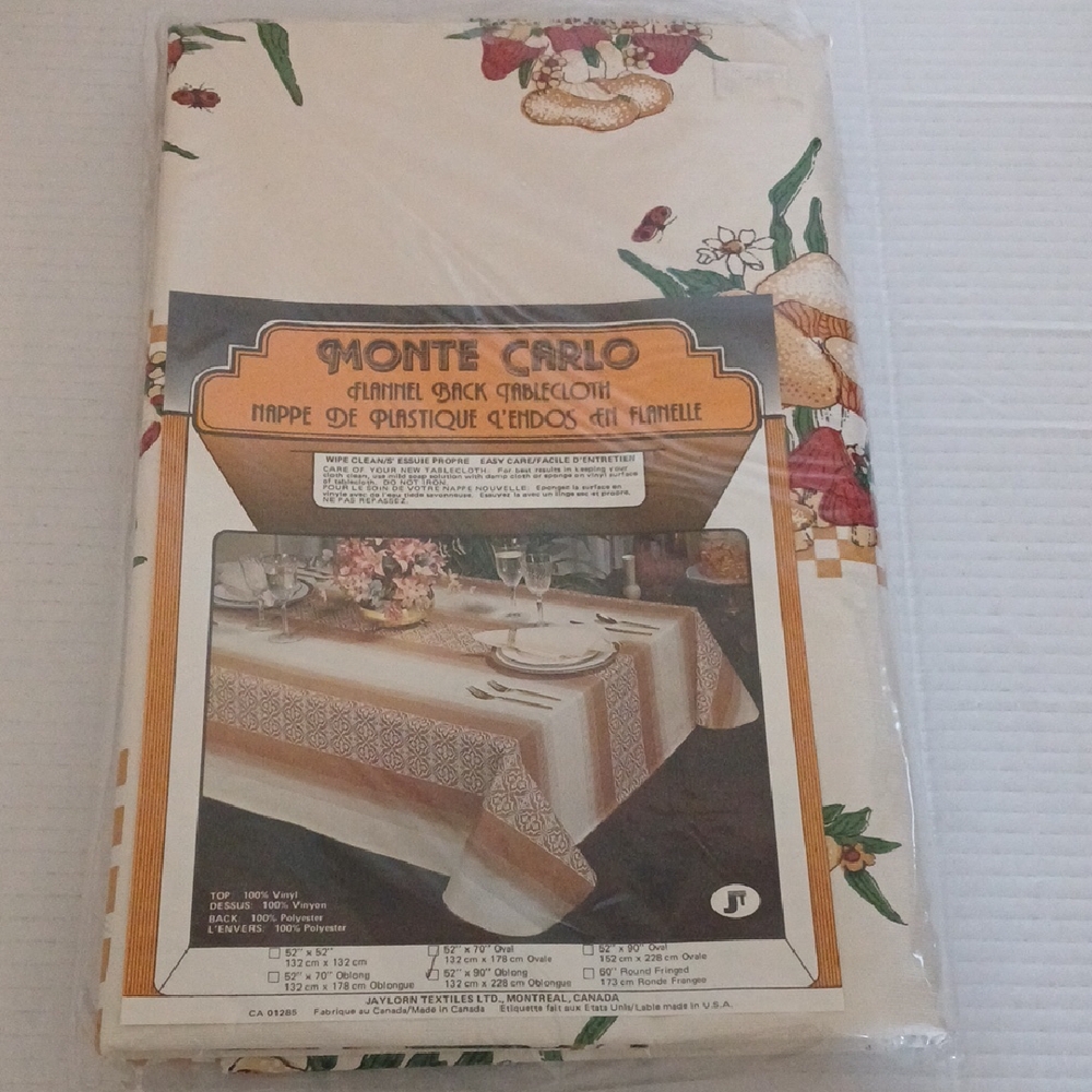 Vintage Montecarlo Flannel Back Tablecoth Oblong